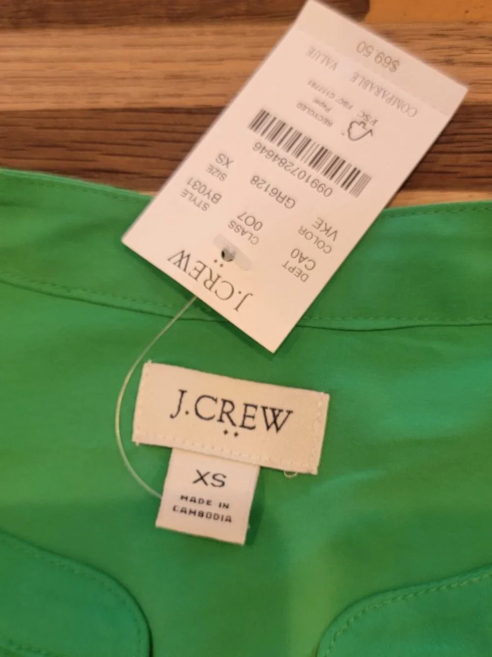 J.Crew Emerald Green Sleeveless V Neck Blouse/Top